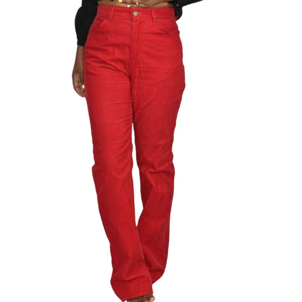 Lee Corduroy Pants Red Vintage High Waist Straight Cowgirl Retro Cords Size 28